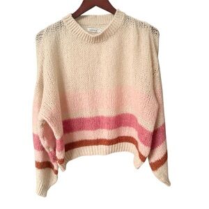 Cozy Pink and Cream Striped Sweater